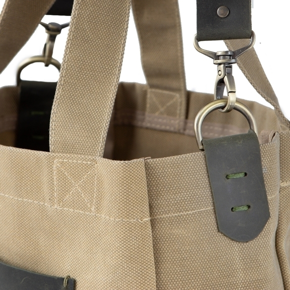 LEATHER Crochet Store Canvas Crossbody Tote Bag - Picture 3 of 4